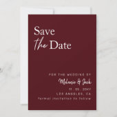 Burgundy Simple Calligraphy Photo Save the Date (Voorkant)