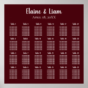 Burgundy Simple Calligraphy Poster de Mariage