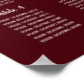 Burgundy Simple Calligraphy Wedding Seating Poster (Hoek)