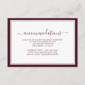 Burgundy Simple Elegant Script-accommodatie Informatiekaartje (Voorkant)