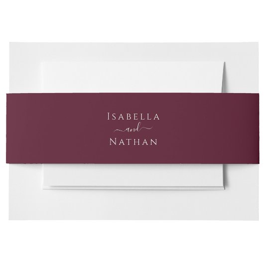 Burgundy Simple Minimalist Script Weddenschap Uitnodigingen Wikkel