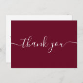 Burgundy Simple Modern Elegant Script Bedankkaart (Voorkant / Achterkant)