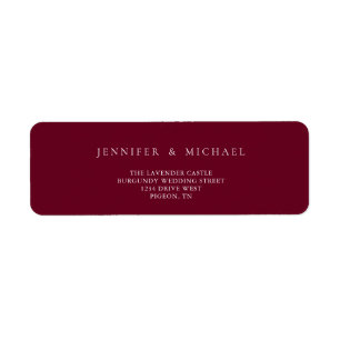 Burgundy Simple New Weds Wedding-modeadres Etiket