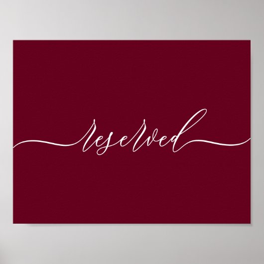 Burgundy Simple Reserved Poster (Voorkant)