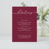 Burgundy Simple Wedding Directions Informatiekaartje (Staand voorkant)
