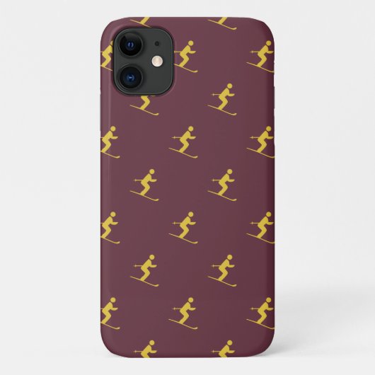 Burgundy Skier Hoesje-Mate iPhone Case (Achterkant)