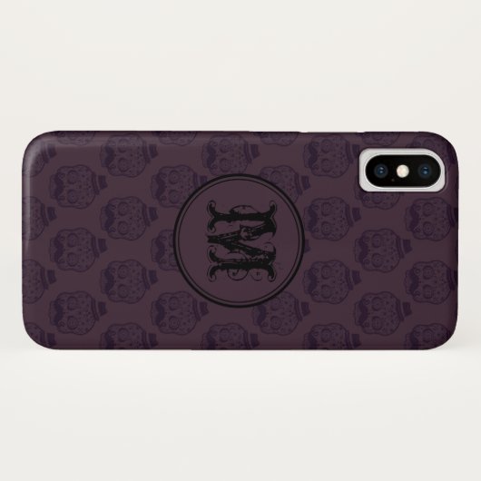 Burgundy Skull Halloween Gepersonaliseerd Monogram Case-Mate iPhone Case (Achterkant (horizontaal))