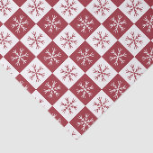 Burgundy Snowflake Checkered Pattern Kerstmis Tissuepapier (Detail)