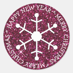 Burgundy Snowflake Joyeux Sticker de Noël