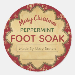 Burgundy Snowflake Peppermint Foot Soak Kerstmis Ronde Sticker