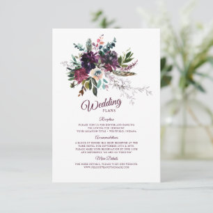 Burgundy Splendor Boho Floral Wedding Plans Informatiekaartje