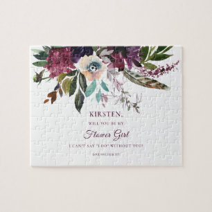 Burgundy Splendor Floral be My Bloemenmeisje White Legpuzzel