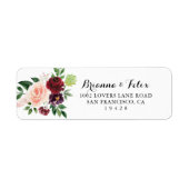 Burgundy Spring Calligraphy Return Address Label (Voorkant)