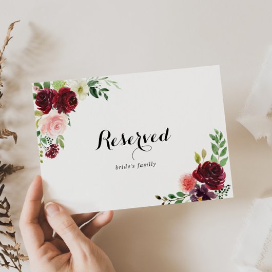 Burgundy Spring Floral Wedding Reserved Sign