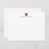 Burgundy Square Bold Two Monogram Professional Notitiekaartje (Voorkant / Achterkant)