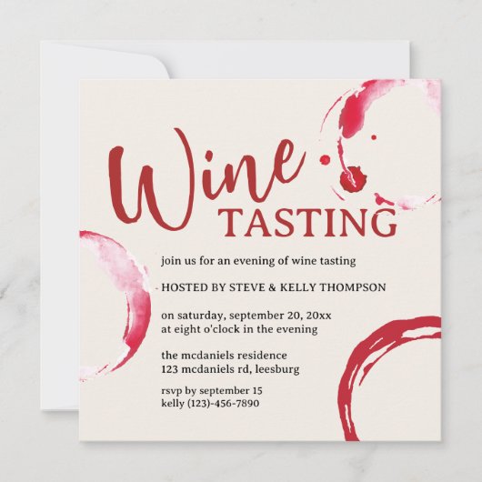 Burgundy Stain Wine Tasting Invitation (Devant)
