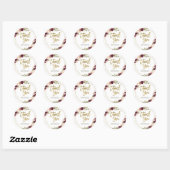 Burgundy Sticker Baby shower Floral (Feuille)
