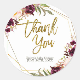 Burgundy Sticker Baby shower Floral