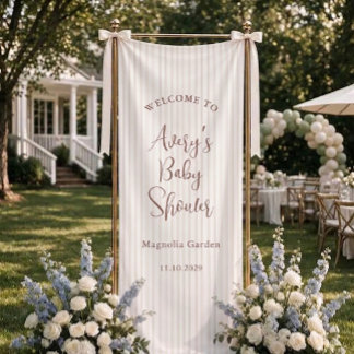 Burgundy Streep Minimal Script Baby Shower Welkom Spandoek