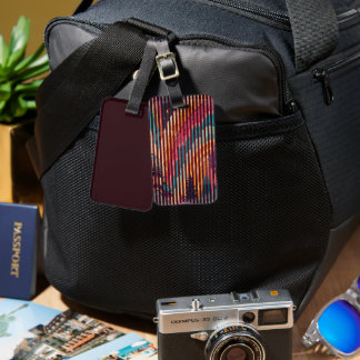 Burgundy Stripe Fantasy Luggage Tag – Customizable Bagagelabel