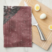 Burgundy Stripes Black Faux Lace Floral Heart  Theedoek (Quarter Fold)