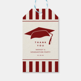 Burgundy Stripes Custom Graduation Party Favor Cadeaulabel