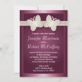 Burgundy Studded Butterfly Wedding Invitations Kaart (Voorkant)