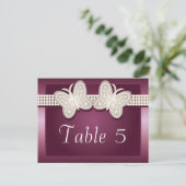 Burgundy Stuterfly Mariage Numéro de table (Debout devant)
