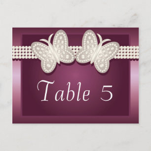 Burgundy Stuterfly Mariage Numéro de table