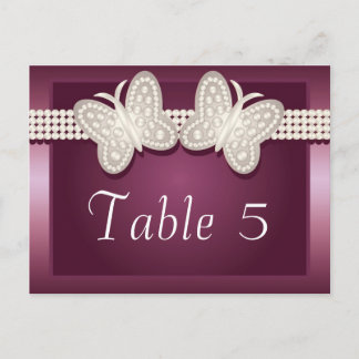 Burgundy Stuterfly Mariage Numéro de table