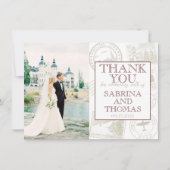 Burgundy Suède Mariage Photo Merci (Devant)