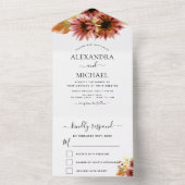 Burgundy Sunflower Country Weddenschap RSVP All In One Uitnodiging (Binnen)