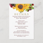 Burgundy Sunflower Rustic Wedding Enclosure Kaart (Voorkant)