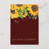 Burgundy Sunflower Rustic Wedding Enclosure Kaart (Achterkant)