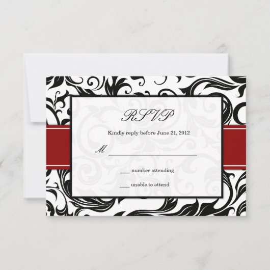 Burgundy Swirl Wedding RSVP (Voorkant)