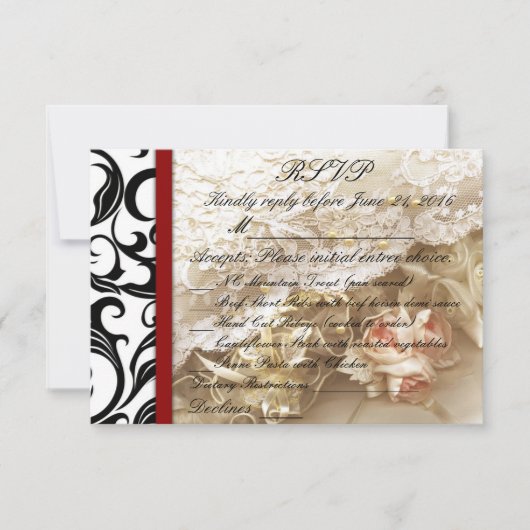 Burgundy Swirl Wedding RSVP (Voorkant)