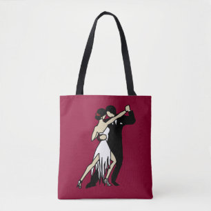 Burgundy Tango Dancers Canvas tas