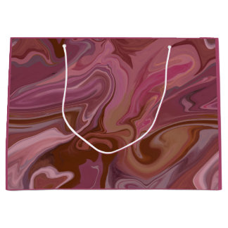 Burgundy taupe Marble gift bag Groot Cadeauzakje