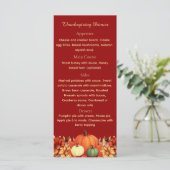 Burgundy Thankful Message Thanksgiving Dinner Menu (Debout devant)