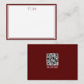 Burgundy three Border Monogram Note Card Notitiekaartje (Voorkant / Achterkant)