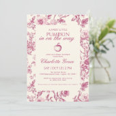 Burgundy Toile de Jouy Citrouille Invitation Baby  (Debout devant)