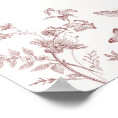 Burgundy Toile De Jouy Mariage Floral Affiche de b (Coin)