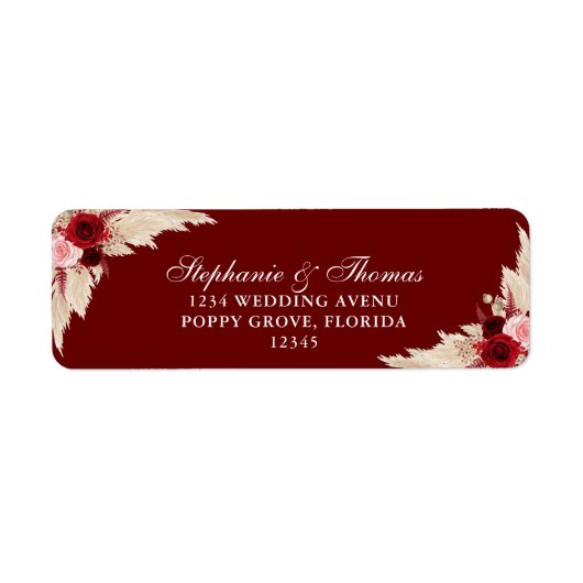 Burgundy Tropische Rozen Retouradres Label (Voorkant)