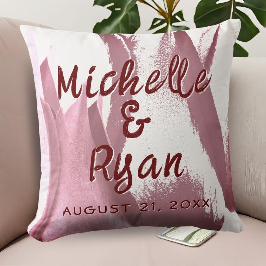 Burgundy Tulips Flowers Floral Wedding Keepslag Kussen