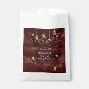 Burgundy Twinkle Little Star Gold Girl Baby shower Bedankzakje