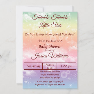 Burgundy Twinkle Twinkle Little Star-Baby shower Kaart