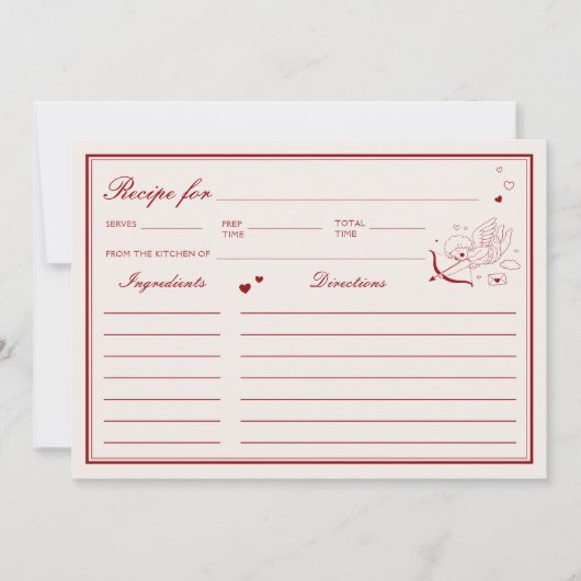 Burgundy Valentine Bridal Shower Recipe Card Kaart (Voorkant)