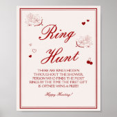 Burgundy Valentine Bridal Shower Ring Game  Poster (Voorkant)