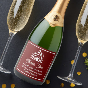 Burgundy Vastgoedmaatschappij Aangepaste Makelaar Sparkling Wijnetiket