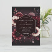 Burgundy Velvet Bloom Romance Wedding Kaart (Staand voorkant)